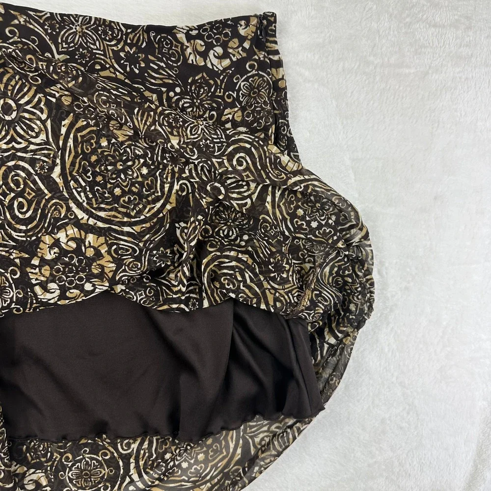 La Redoute Skirt Womens 8 Brown Medallion A-Line Knee‎ Length Boho Summer